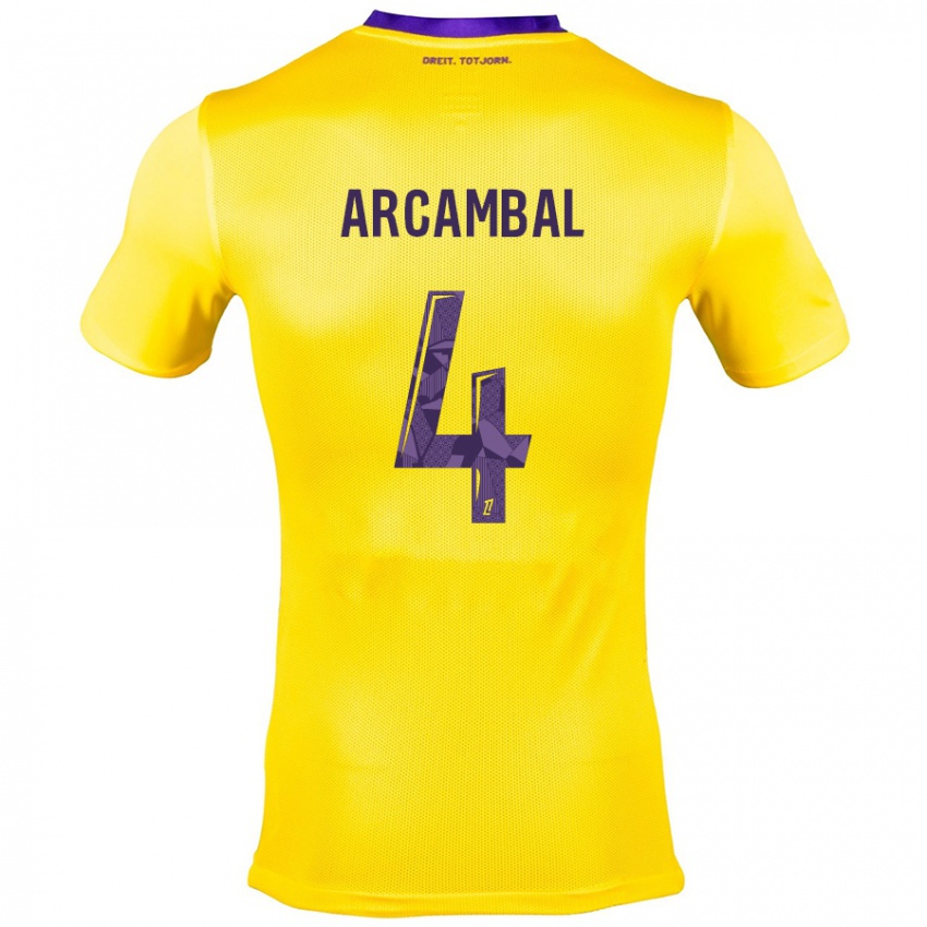 Kinder Anais Arcambal #4 Gelb Lila Auswärtstrikot Trikot 2024/25 T-Shirt