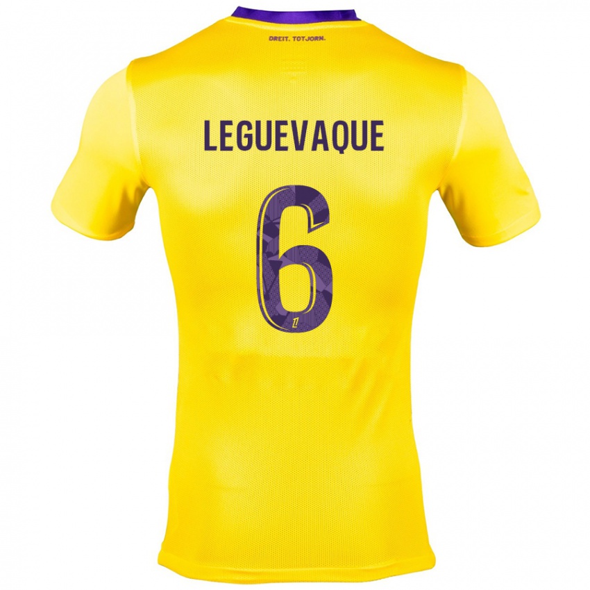 Kinder Laurie Leguevaque #6 Gelb Lila Auswärtstrikot Trikot 2024/25 T-Shirt