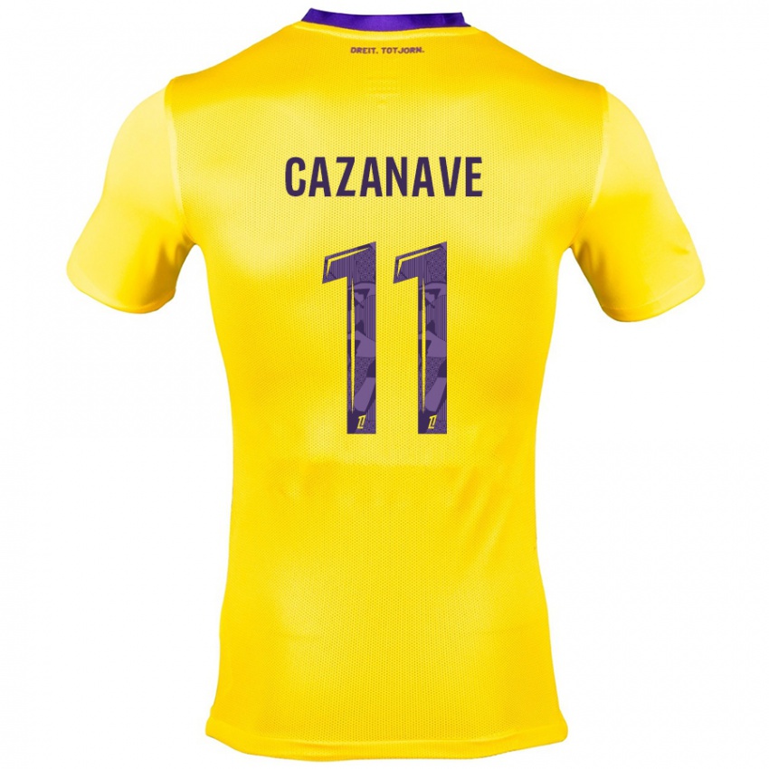 Kinder Julie Cazanave #11 Gelb Lila Auswärtstrikot Trikot 2024/25 T-Shirt