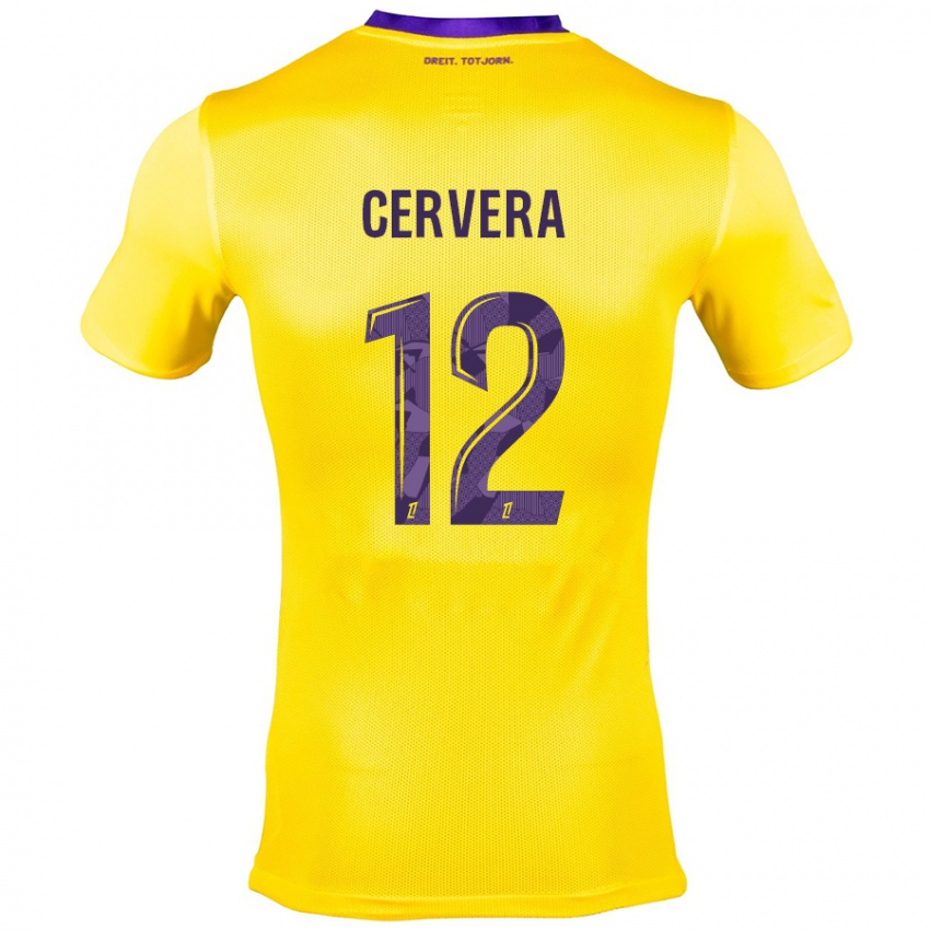 Kinder Laurianne Cervera #12 Gelb Lila Auswärtstrikot Trikot 2024/25 T-Shirt