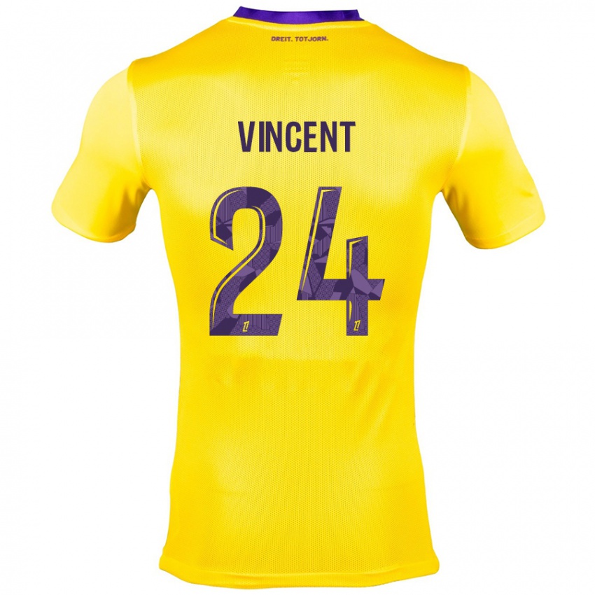 Kinder Magalie Vincent #24 Gelb Lila Auswärtstrikot Trikot 2024/25 T-Shirt