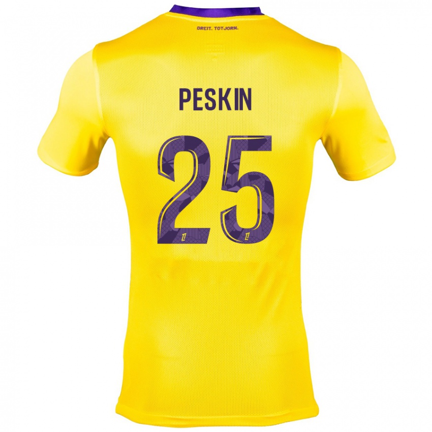 Kinder Kelso Peskin #25 Gelb Lila Auswärtstrikot Trikot 2024/25 T-Shirt