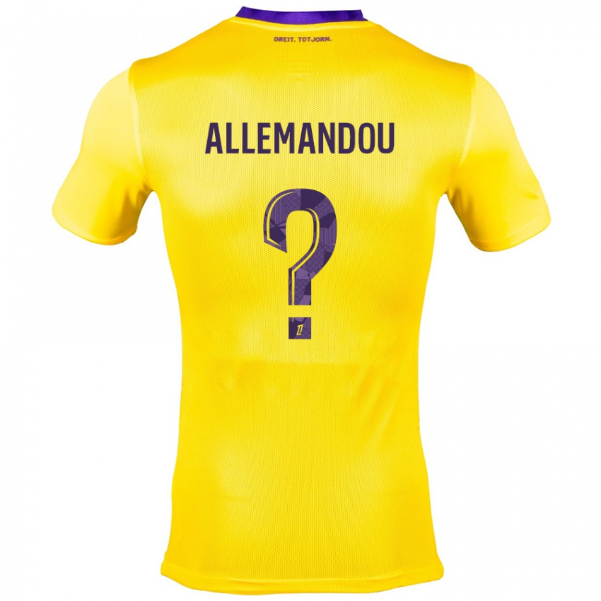 Kinder Teddy Allemandou #0 Gelb Lila Auswärtstrikot Trikot 2024/25 T-Shirt