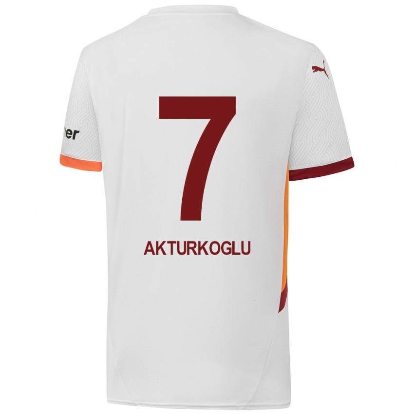 Kinder Kerem Aktürkoğlu #7 Weiß Gelb Rot Auswärtstrikot Trikot 2024/25 T-Shirt