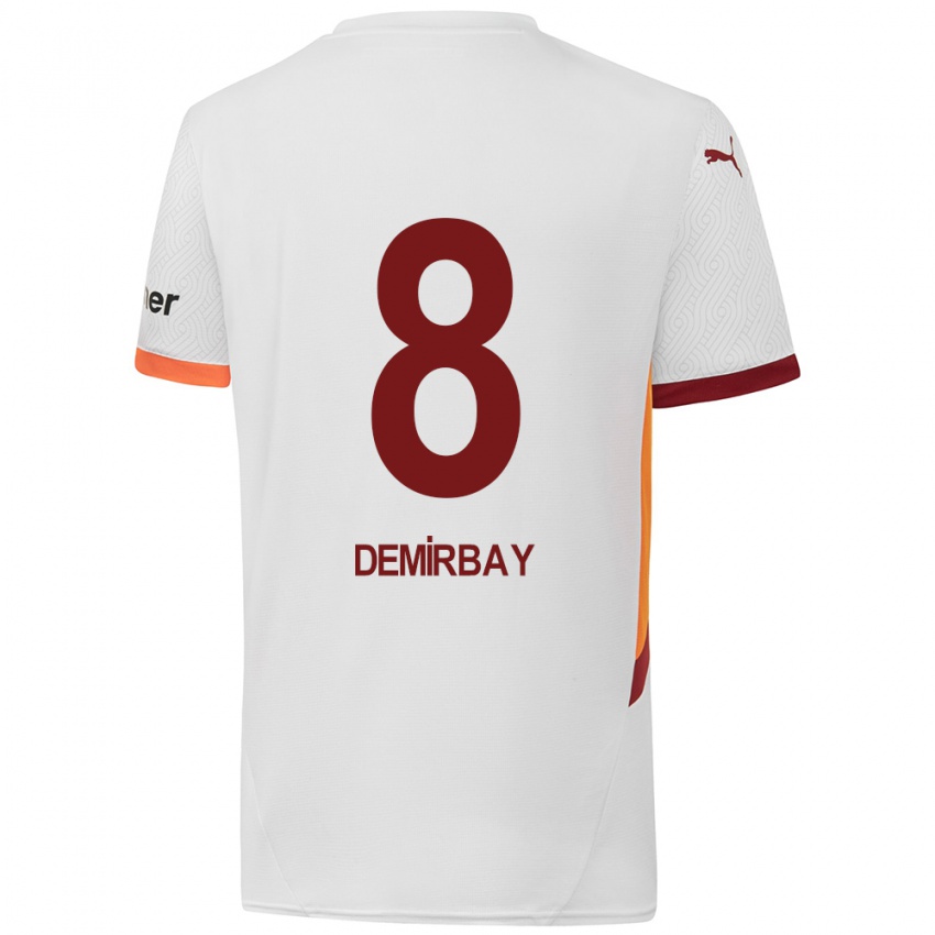 Kinder Kerem Demirbay #8 Weiß Gelb Rot Auswärtstrikot Trikot 2024/25 T-Shirt