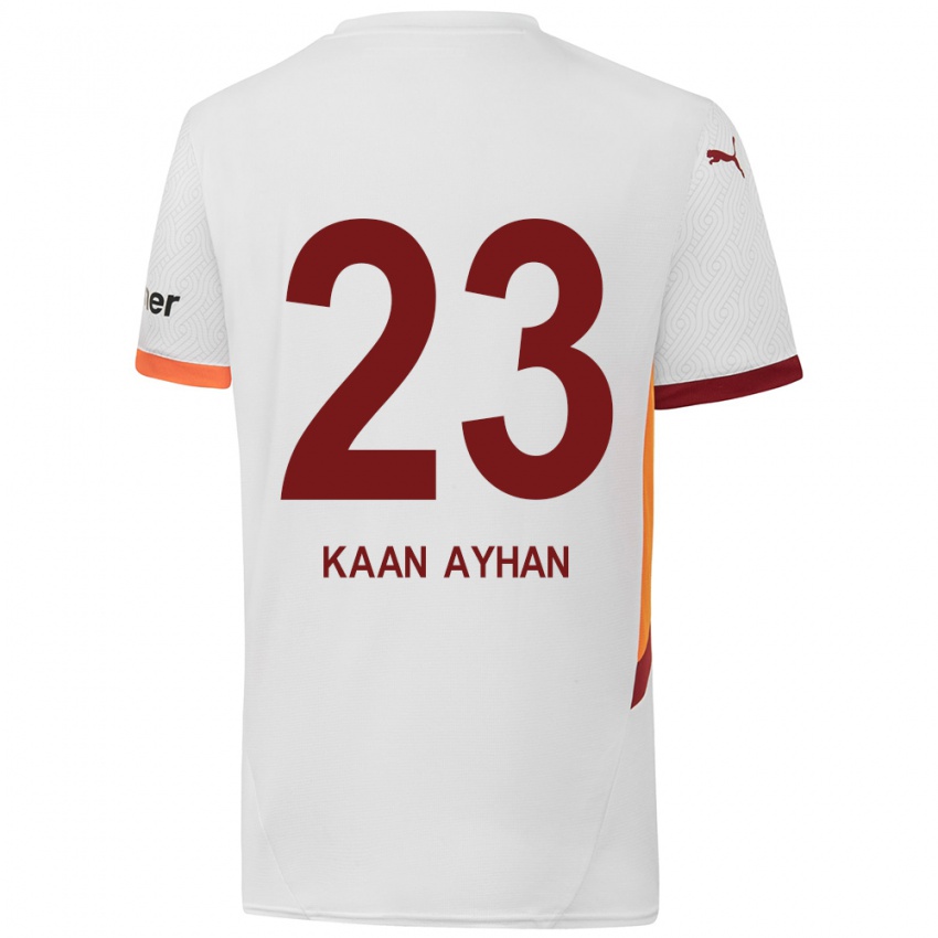 Kinder Kaan Ayhan #23 Weiß Gelb Rot Auswärtstrikot Trikot 2024/25 T-Shirt