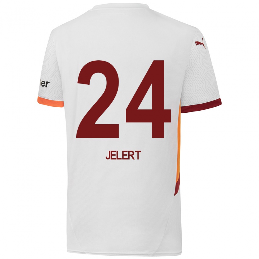 Kinder Elias Jelert #24 Weiß Gelb Rot Auswärtstrikot Trikot 2024/25 T-Shirt