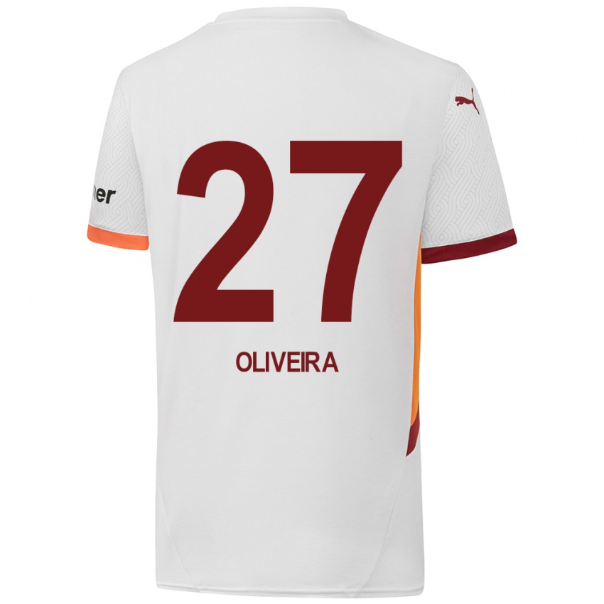 Kinder Sergio Oliveira #27 Weiß Gelb Rot Auswärtstrikot Trikot 2024/25 T-Shirt