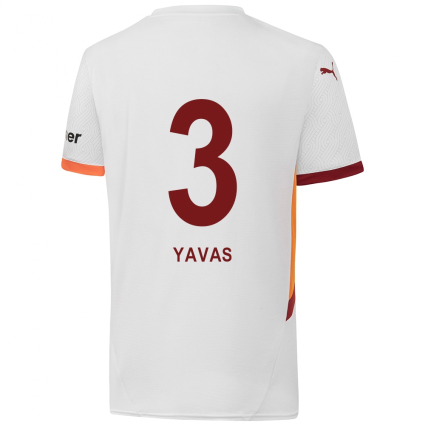 Kinder Arda Yavas #3 Weiß Gelb Rot Auswärtstrikot Trikot 2024/25 T-Shirt