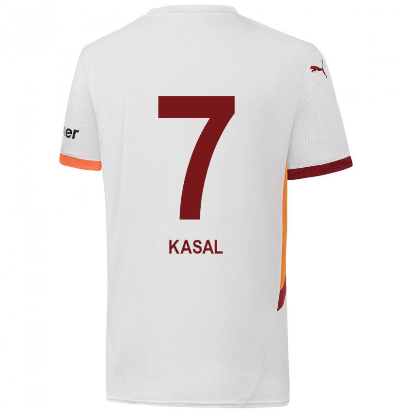 Kinder Yasin Kasal #7 Weiß Gelb Rot Auswärtstrikot Trikot 2024/25 T-Shirt