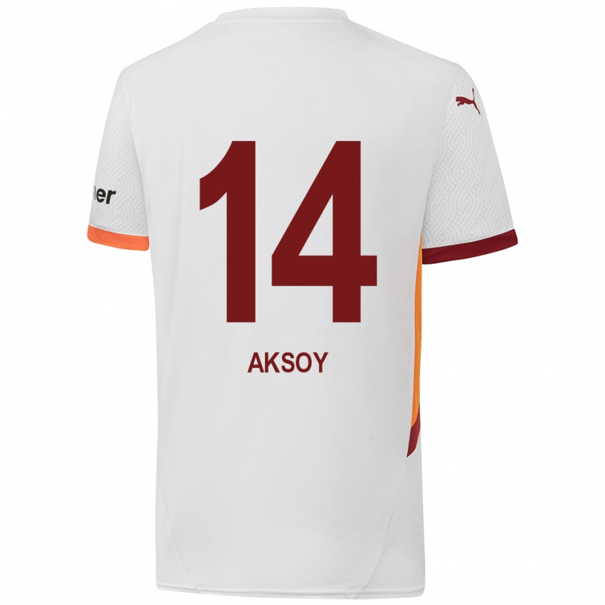 Kinder Berkan Aksoy #14 Weiß Gelb Rot Auswärtstrikot Trikot 2024/25 T-Shirt