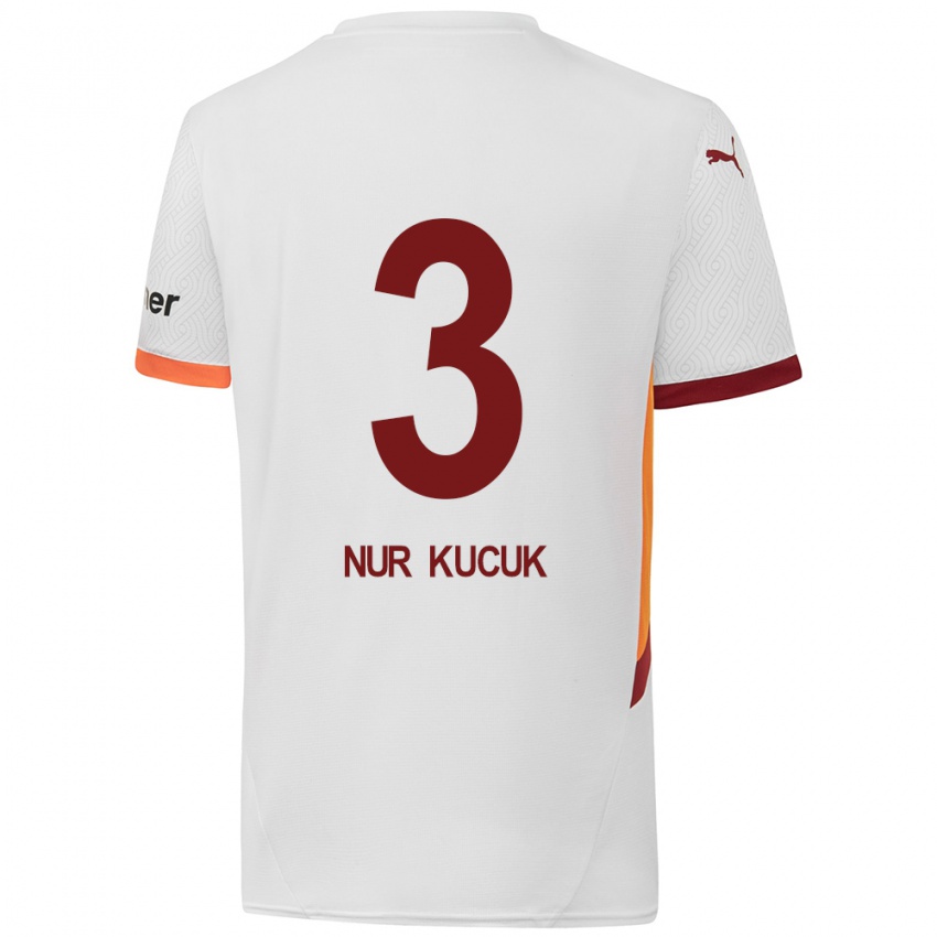 Kinder Rabia Nur Küçük #3 Weiß Gelb Rot Auswärtstrikot Trikot 2024/25 T-Shirt