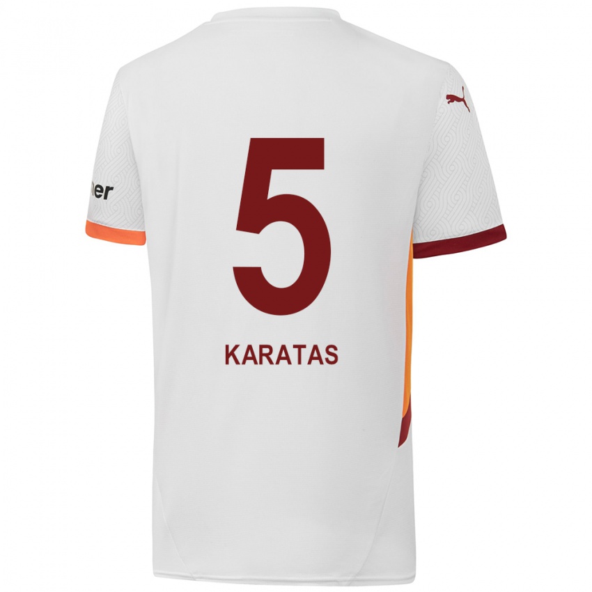 Kinder Eda Karataş #5 Weiß Gelb Rot Auswärtstrikot Trikot 2024/25 T-Shirt