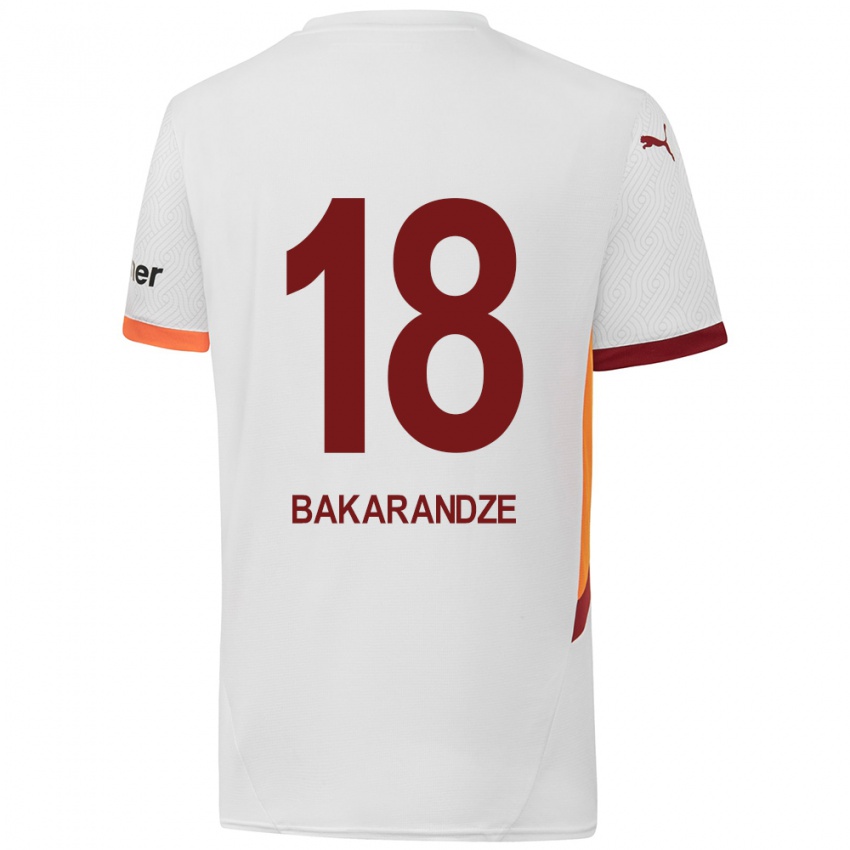 Kinder Kristina Bakarandze #18 Weiß Gelb Rot Auswärtstrikot Trikot 2024/25 T-Shirt