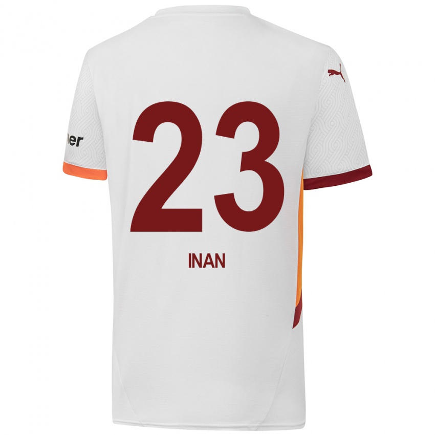 Kinder Müge İnan #23 Weiß Gelb Rot Auswärtstrikot Trikot 2024/25 T-Shirt