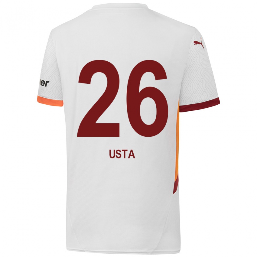 Kinder Alanur Usta #26 Weiß Gelb Rot Auswärtstrikot Trikot 2024/25 T-Shirt