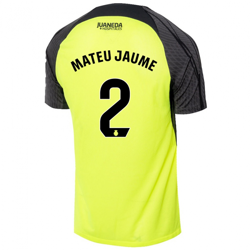 Kinder Mateu Morey Bauza #2 Fluoreszierend Grün Schwarz Auswärtstrikot Trikot 2024/25 T-Shirt