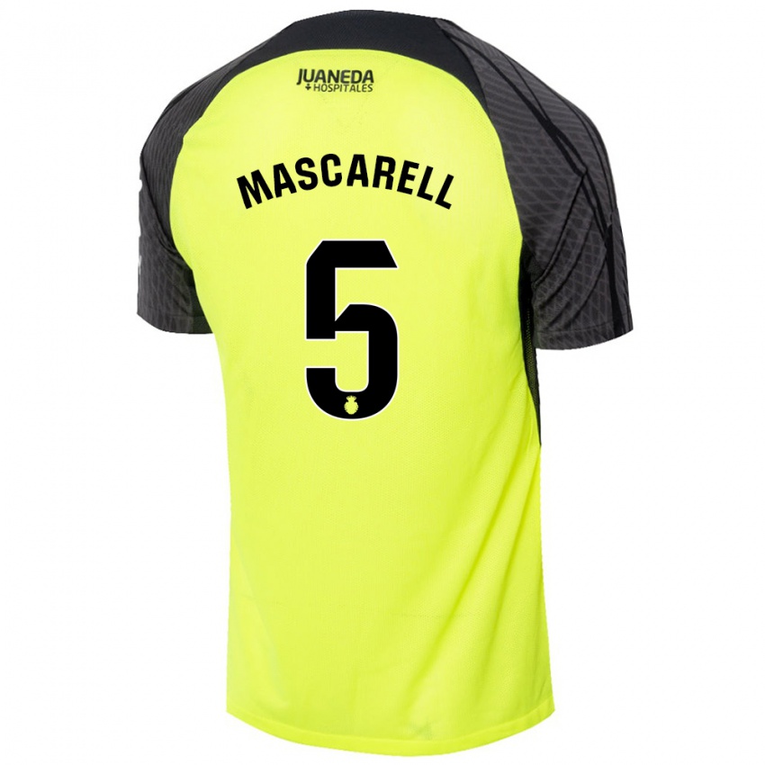 Kinder Omar Mascarell #5 Fluoreszierend Grün Schwarz Auswärtstrikot Trikot 2024/25 T-Shirt