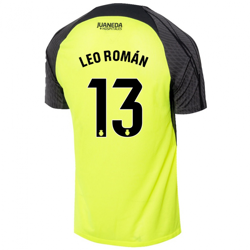 Kinder Leo Román #13 Fluoreszierend Grün Schwarz Auswärtstrikot Trikot 2024/25 T-Shirt