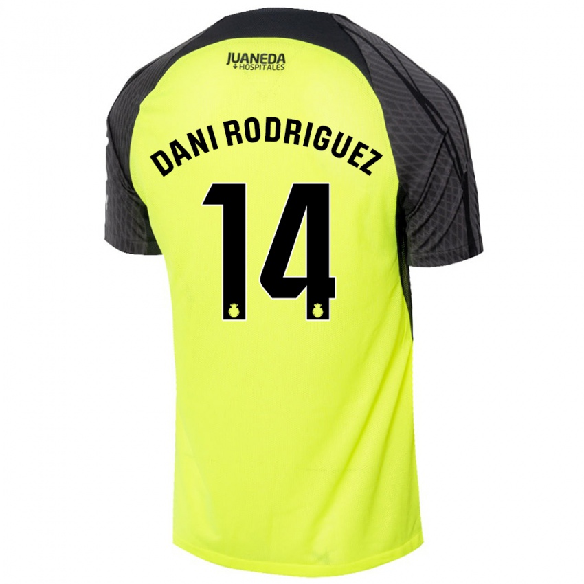 Kinder Dani Rodríguez #14 Fluoreszierend Grün Schwarz Auswärtstrikot Trikot 2024/25 T-Shirt