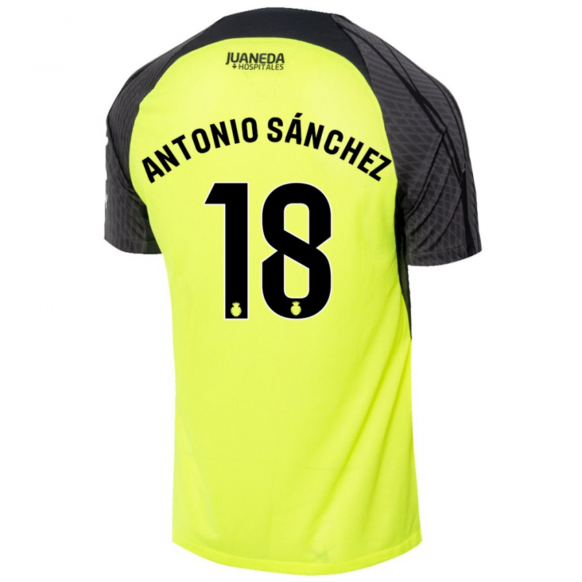 Kinder Antonio Sánchez #18 Fluoreszierend Grün Schwarz Auswärtstrikot Trikot 2024/25 T-Shirt