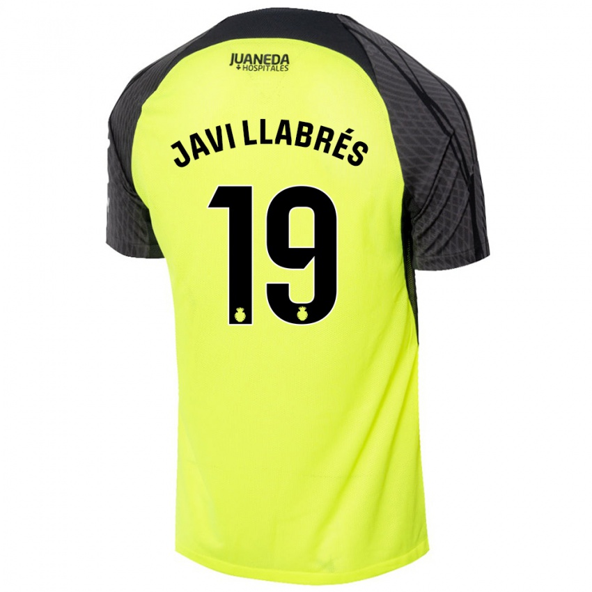 Kinder Javi Llabrés #19 Fluoreszierend Grün Schwarz Auswärtstrikot Trikot 2024/25 T-Shirt