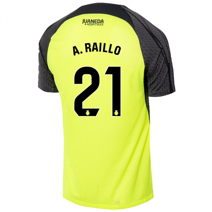 Kinder Antonio Raíllo #21 Fluoreszierend Grün Schwarz Auswärtstrikot Trikot 2024/25 T-Shirt