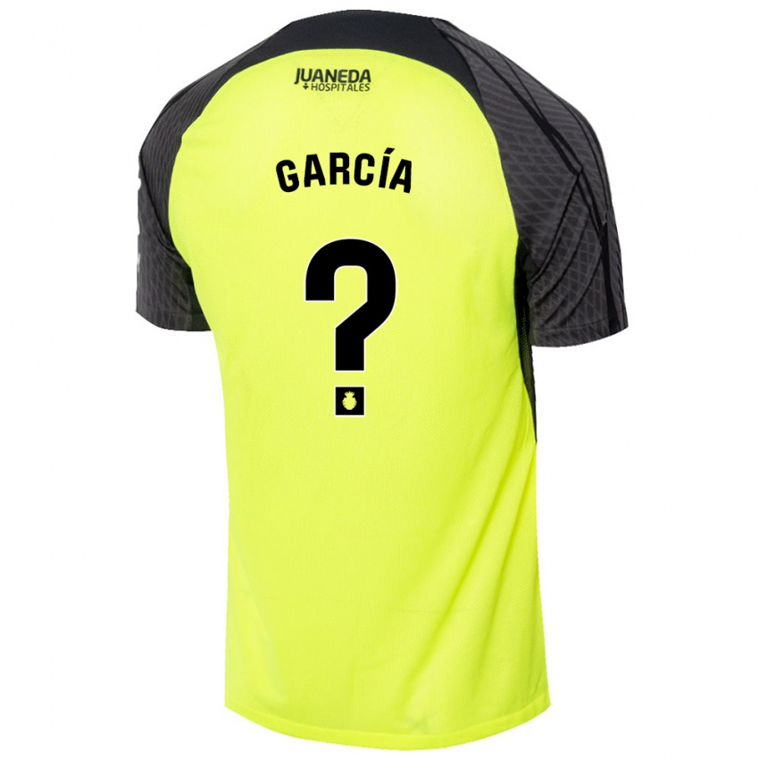 Kinder Pere García #0 Fluoreszierend Grün Schwarz Auswärtstrikot Trikot 2024/25 T-Shirt