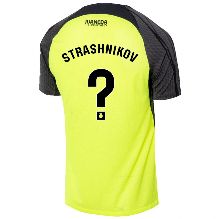 Kinder Nikolay Strashnikov #0 Fluoreszierend Grün Schwarz Auswärtstrikot Trikot 2024/25 T-Shirt