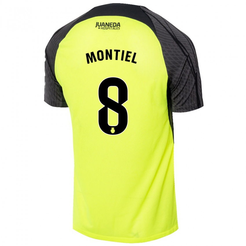 Kinder Luis Montiel #8 Fluoreszierend Grün Schwarz Auswärtstrikot Trikot 2024/25 T-Shirt