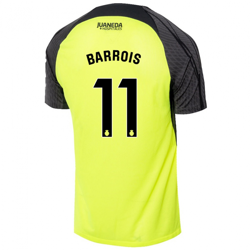 Kinder Eliott Barrois #11 Fluoreszierend Grün Schwarz Auswärtstrikot Trikot 2024/25 T-Shirt