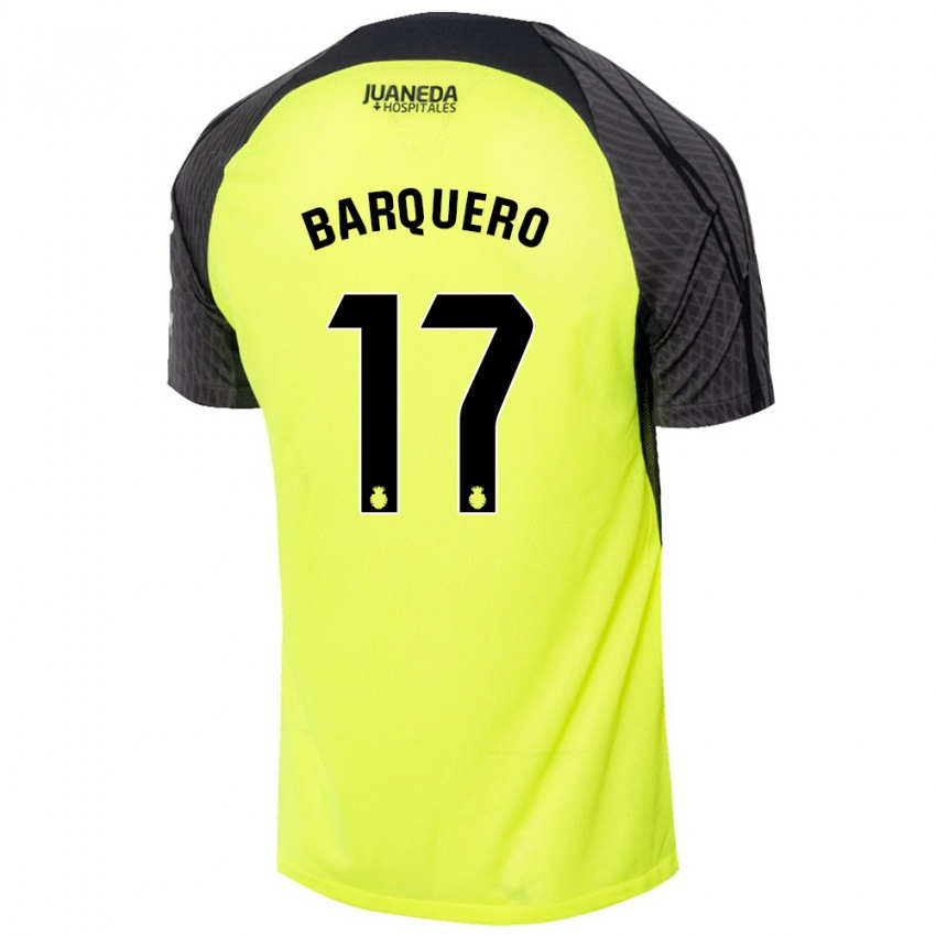 Kinder Adrián Barquero #17 Fluoreszierend Grün Schwarz Auswärtstrikot Trikot 2024/25 T-Shirt