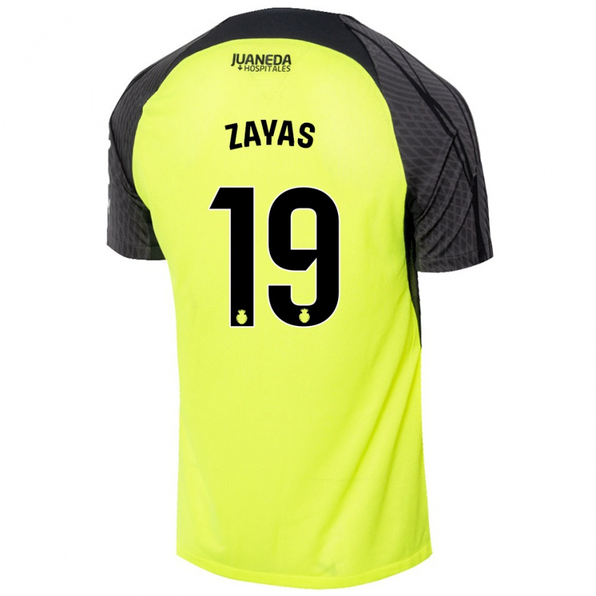 Kinder Yosmel Zayas #19 Fluoreszierend Grün Schwarz Auswärtstrikot Trikot 2024/25 T-Shirt