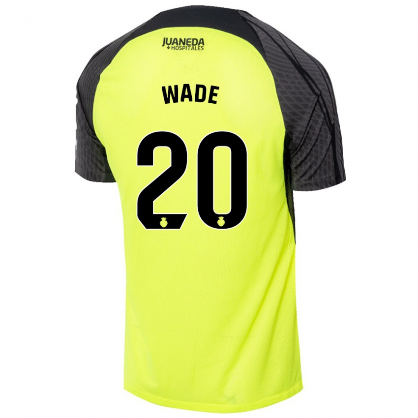 Kinder Sebas Wade #20 Fluoreszierend Grün Schwarz Auswärtstrikot Trikot 2024/25 T-Shirt