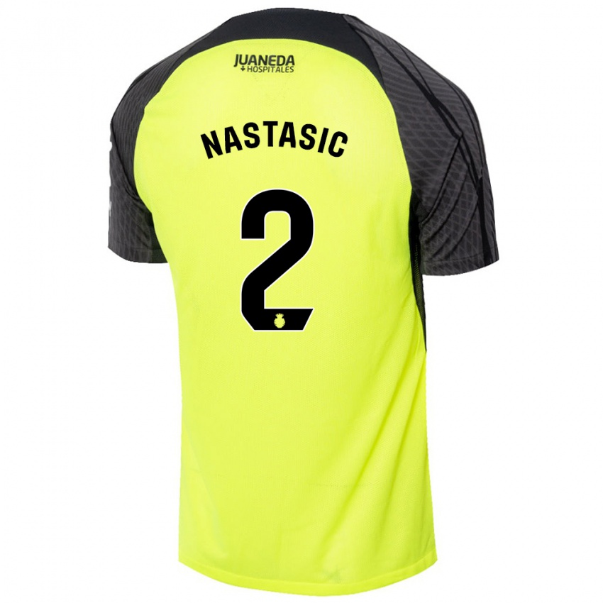 Kinder Matija Nastasic #2 Fluoreszierend Grün Schwarz Auswärtstrikot Trikot 2024/25 T-Shirt