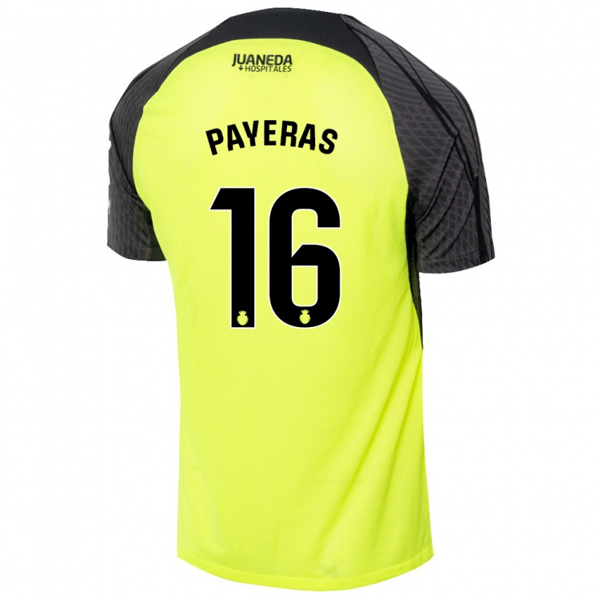 Kinder Martí Payeras #16 Fluoreszierend Grün Schwarz Auswärtstrikot Trikot 2024/25 T-Shirt