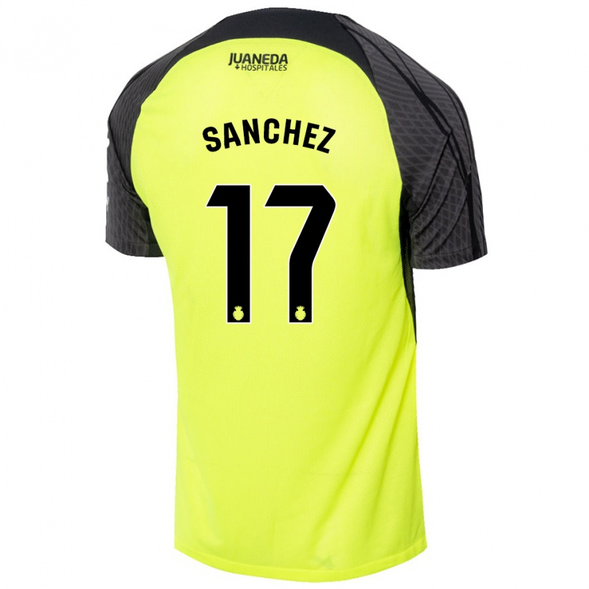 Kinder Avelino Sánchez #17 Fluoreszierend Grün Schwarz Auswärtstrikot Trikot 2024/25 T-Shirt