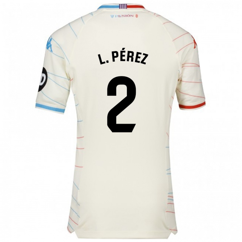 Kinder Luis Pérez #2 Weiß Rot Blau Auswärtstrikot Trikot 2024/25 T-Shirt