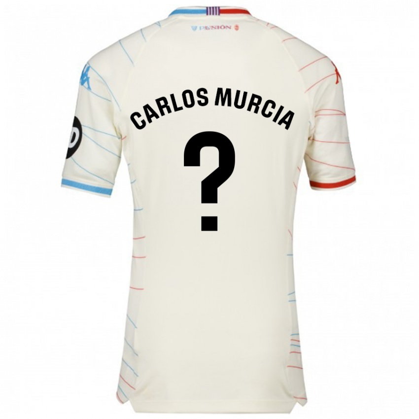 Kinder Juan Carlos Murcia #0 Weiß Rot Blau Auswärtstrikot Trikot 2024/25 T-Shirt