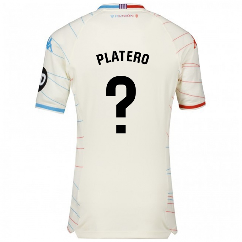 Kinder Miguel Platero #0 Weiß Rot Blau Auswärtstrikot Trikot 2024/25 T-Shirt