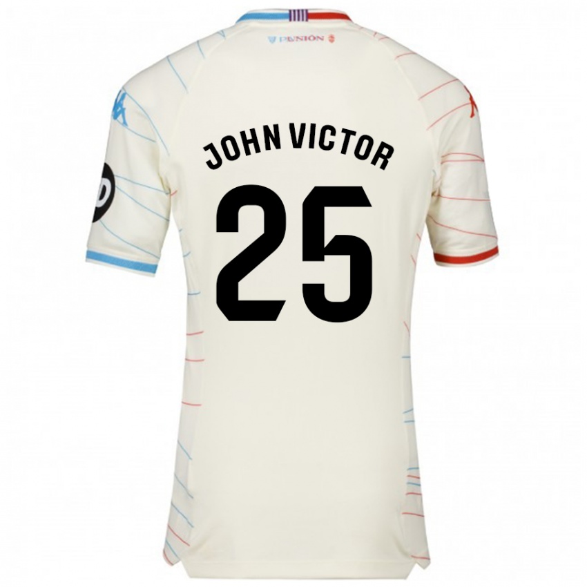 Kinder John Victor #25 Weiß Rot Blau Auswärtstrikot Trikot 2024/25 T-Shirt