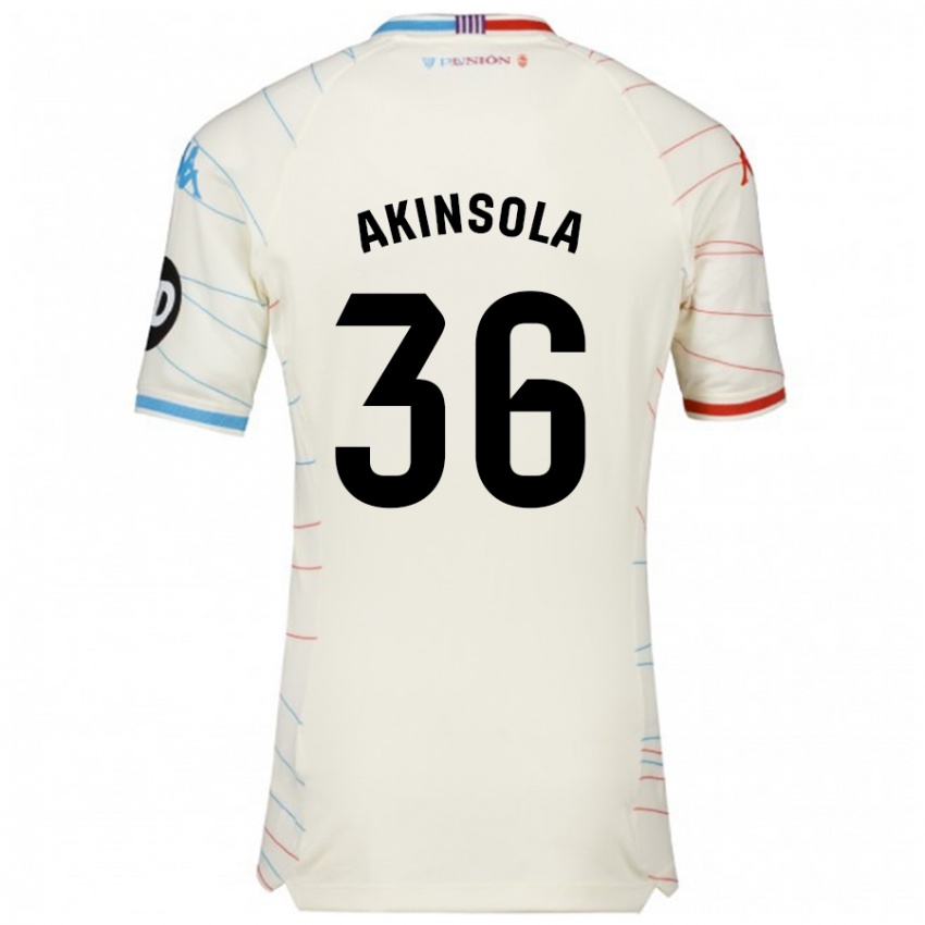 Kinder Tunde Akinsola #36 Weiß Rot Blau Auswärtstrikot Trikot 2024/25 T-Shirt