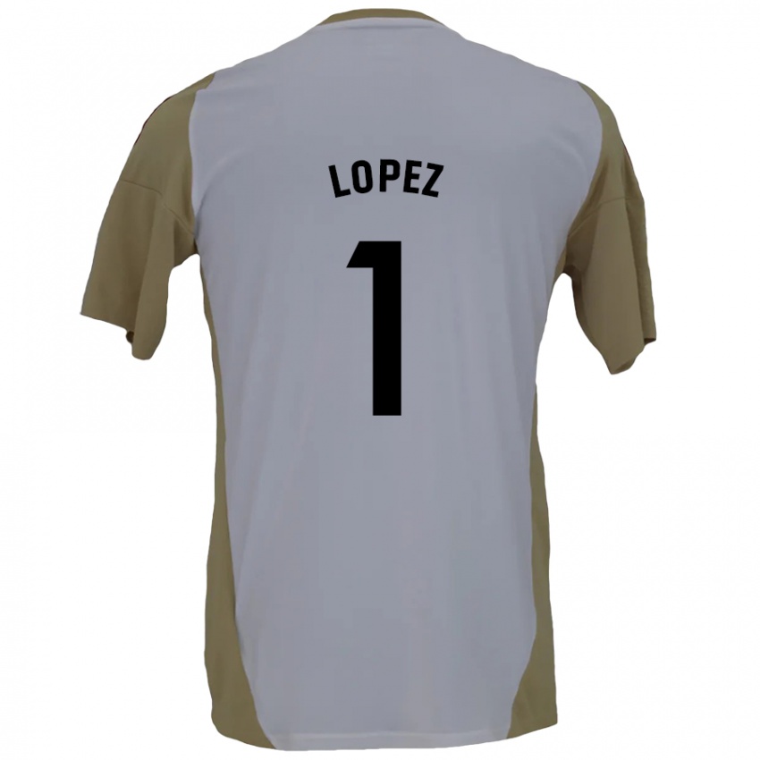 Kinder Luis López #1 Braunweiß Auswärtstrikot Trikot 2024/25 T-Shirt