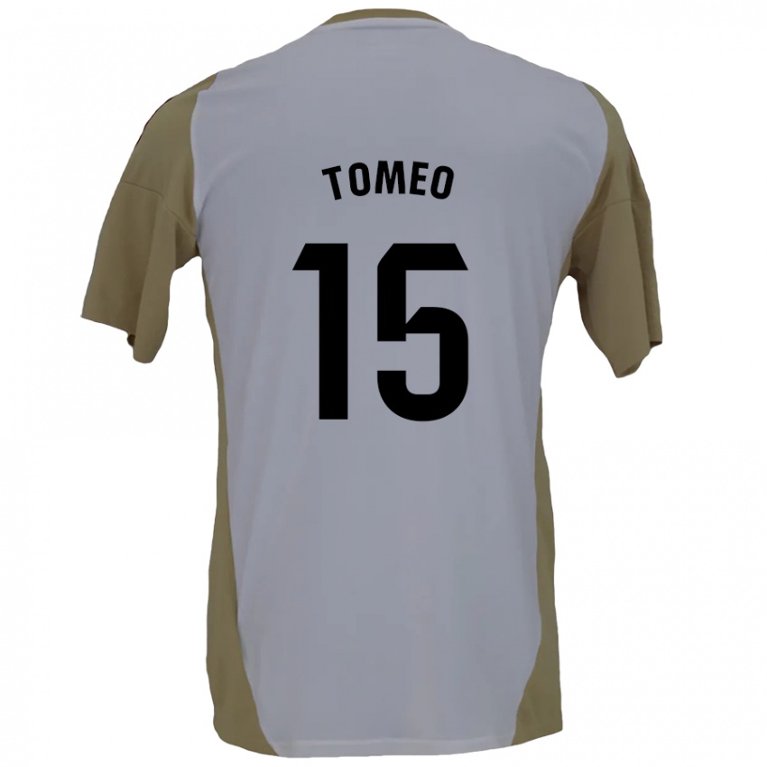 Kinder Pablo Tomeo #15 Braunweiß Auswärtstrikot Trikot 2024/25 T-Shirt