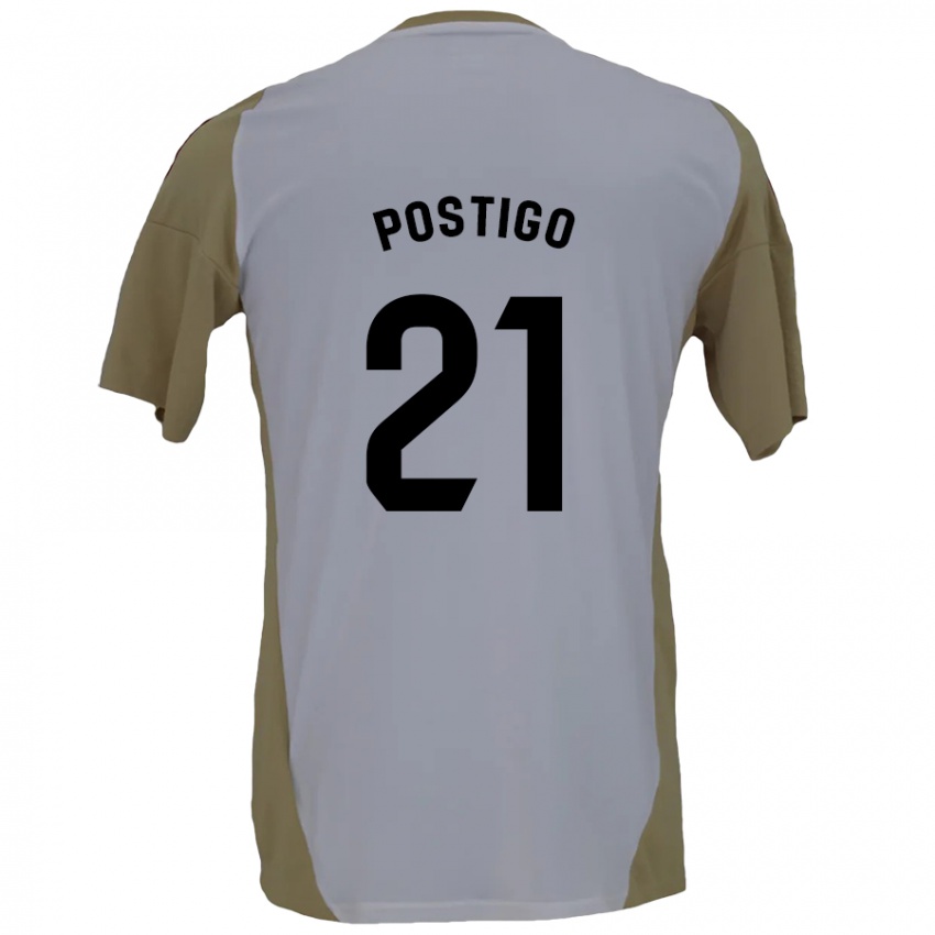 Kinder Sergio Postigo #21 Braunweiß Auswärtstrikot Trikot 2024/25 T-Shirt