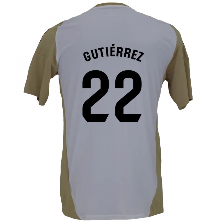 Kinder Juan Gutiérrez #22 Braunweiß Auswärtstrikot Trikot 2024/25 T-Shirt