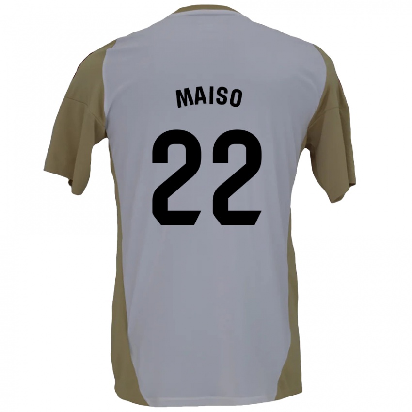 Kinder Álvaro Maiso #22 Braunweiß Auswärtstrikot Trikot 2024/25 T-Shirt