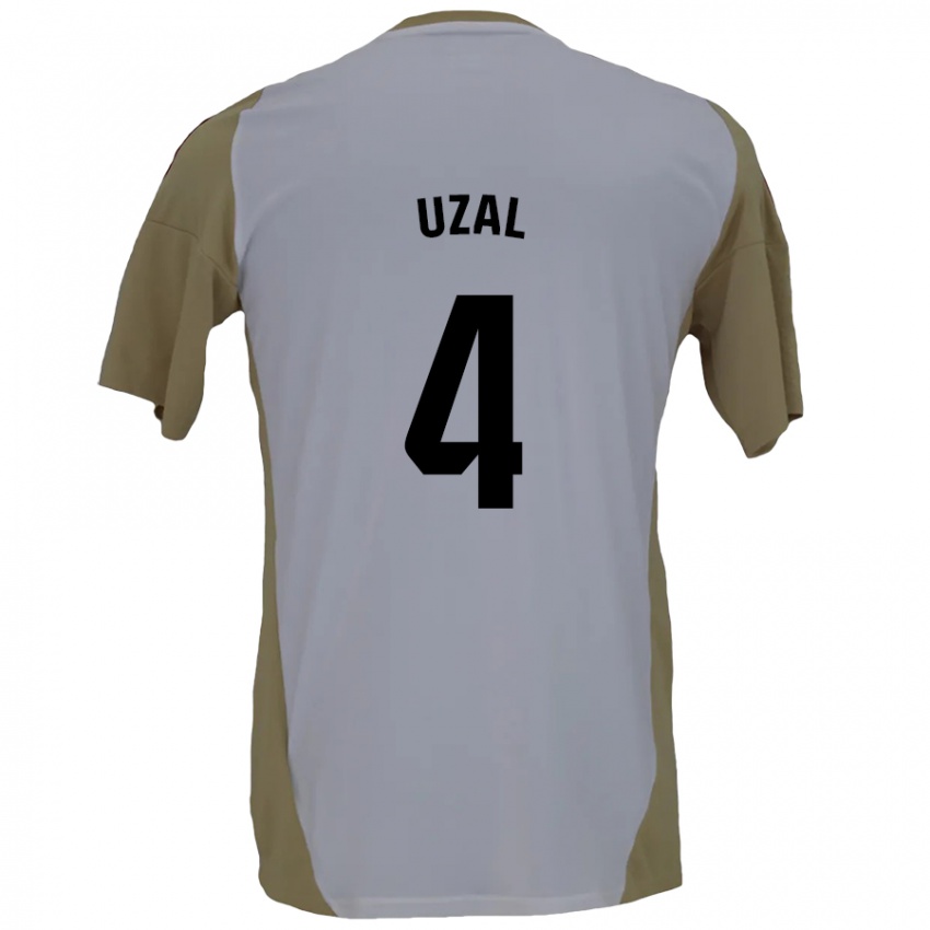 Kinder Yeray Uzal #4 Braunweiß Auswärtstrikot Trikot 2024/25 T-Shirt