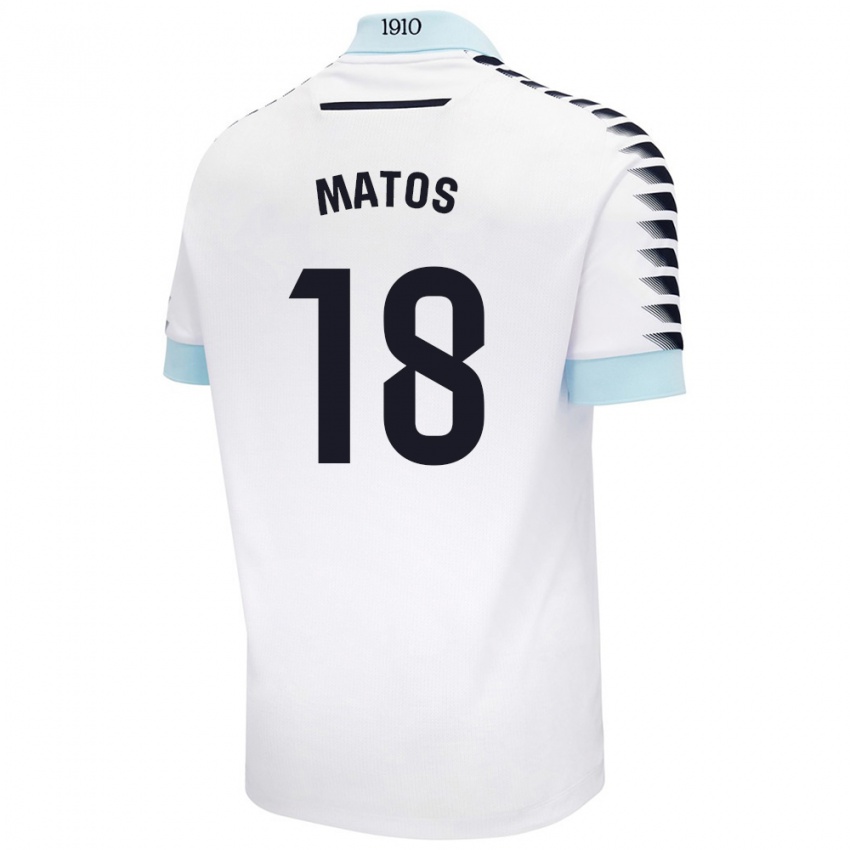 Kinder José Matos #18 Weiß Blau Auswärtstrikot Trikot 2024/25 T-Shirt