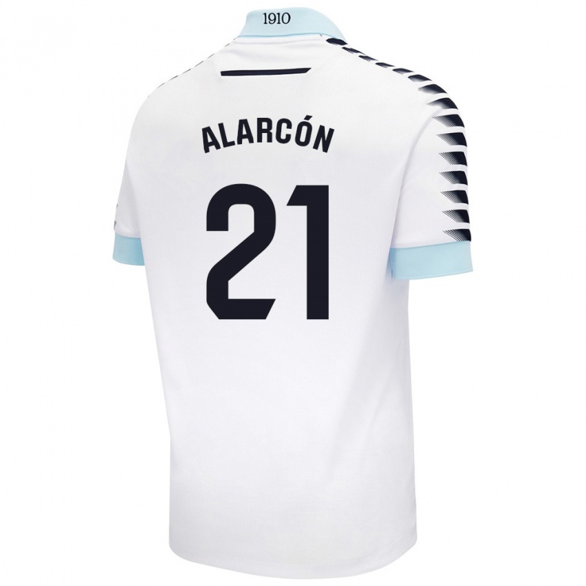 Kinder Tomás Alarcón #21 Weiß Blau Auswärtstrikot Trikot 2024/25 T-Shirt